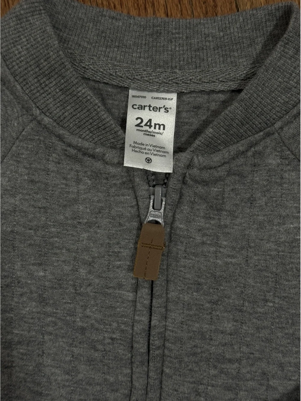 Carters 24 Months Gray Zip-Up One-Piece Romper